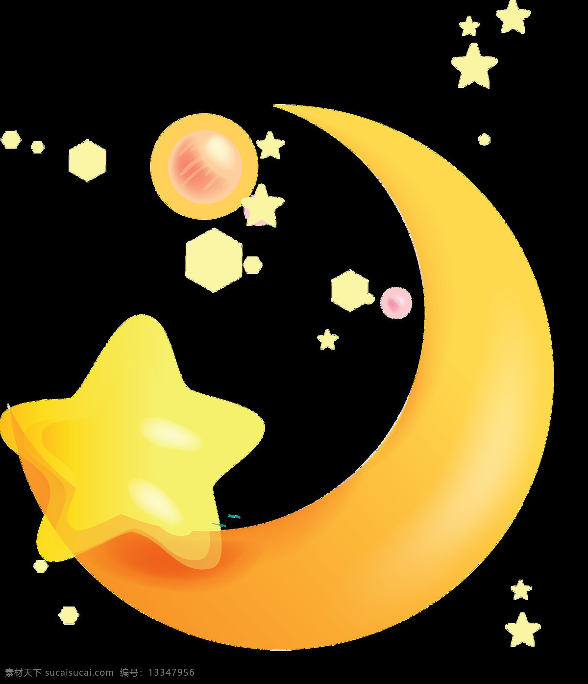 精美 月亮 图 透明 装饰 免 扣 粉色 黄色 透明素材 星星 行星