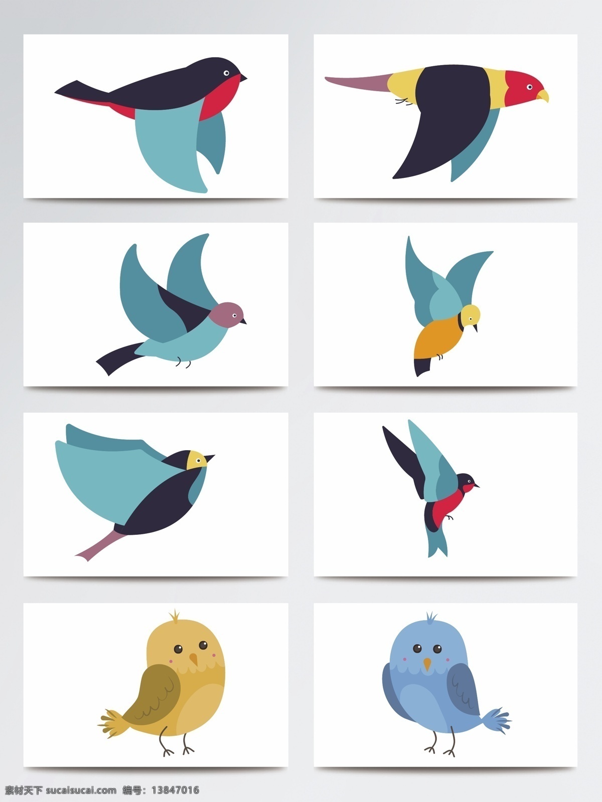 蓝色 可爱 小鸟 动物 简约 小清新 飞鸟 扁平化 卡通 鸟类