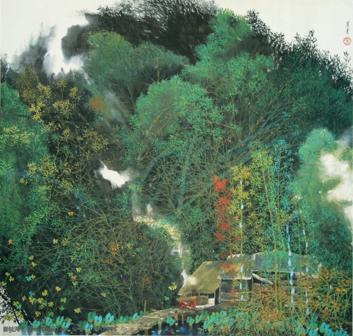 清风 拂 座 竹 环 门 画 绘画书法 绿树 树 文化艺术 装饰画 矢量图 日常生活