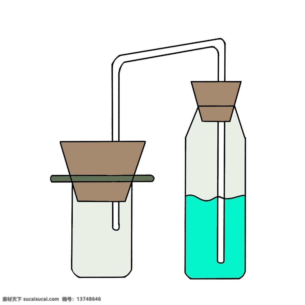 正在 做 化学实验 插图 做实验 化学反应 实验反应 烧瓶 液体 导管 化学实验图