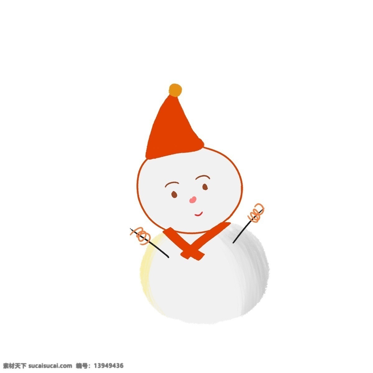 扁平化 卡通 雪人 元素 简约 冬季 冬天 插画 可爱 表情 微笑