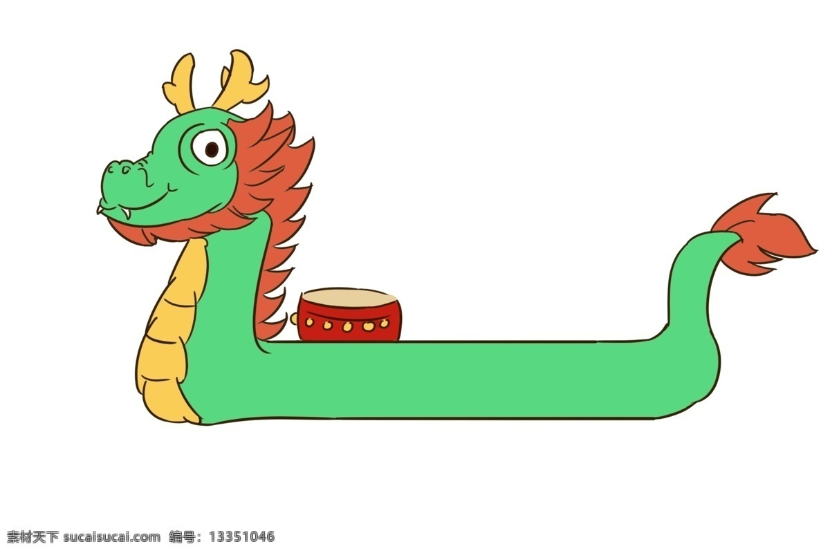 端午 赛 龙舟 插画 卡通插画 端午节快乐 端午插画 端午赛龙舟 节气 节日 长长的龙 绿色的龙