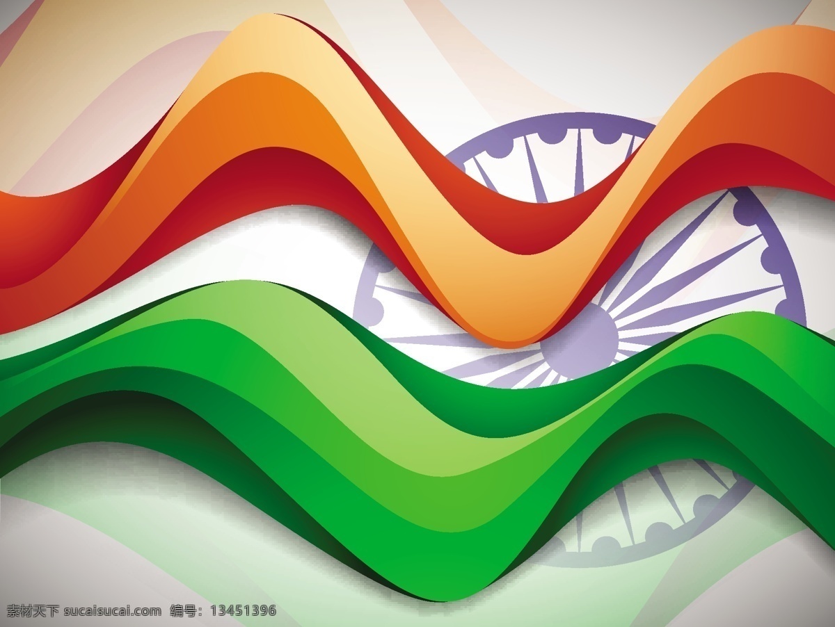 印度 国旗 背景 波 模式 绿色