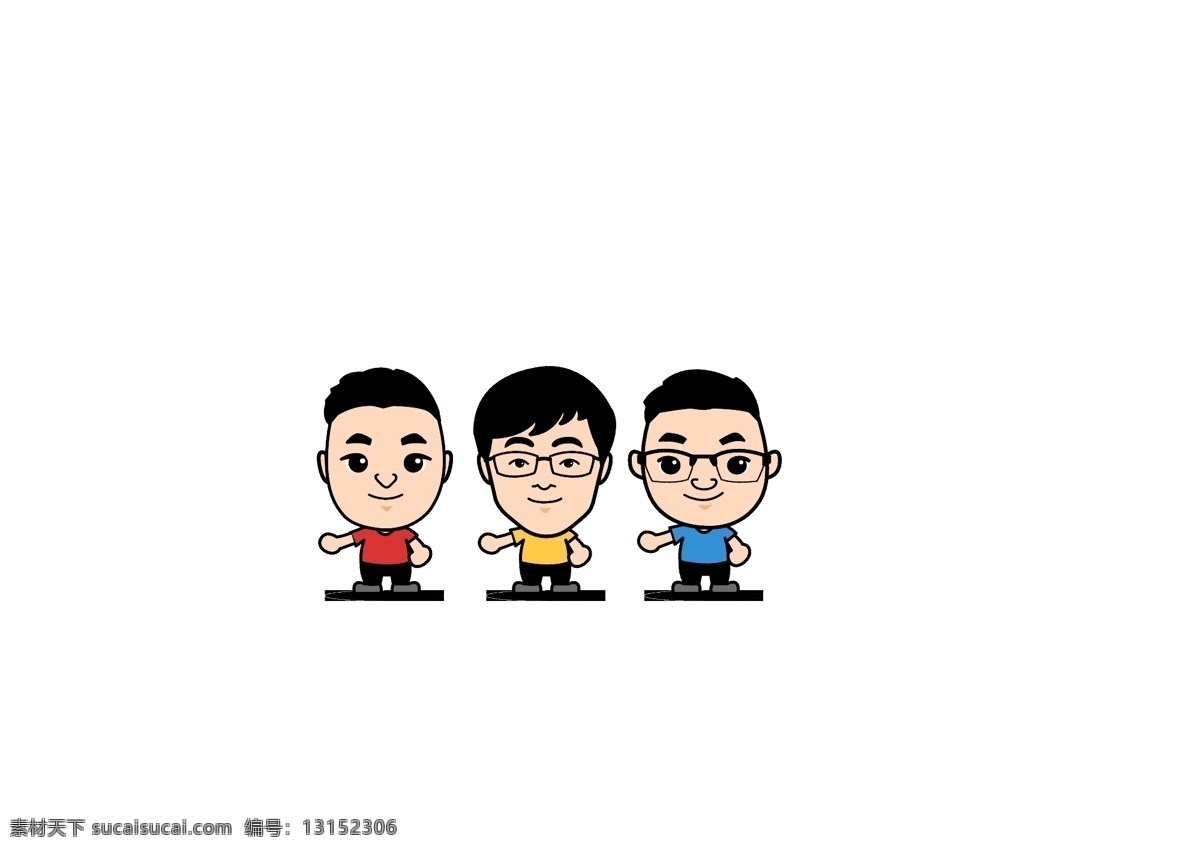 q 版 大头 娃娃 卡通 角色 三 人 组合 矢量 形象 q版 大头娃娃 二头身 卡通角色 矢量卡通形象 三人组 个性 呆萌人物 男孩
