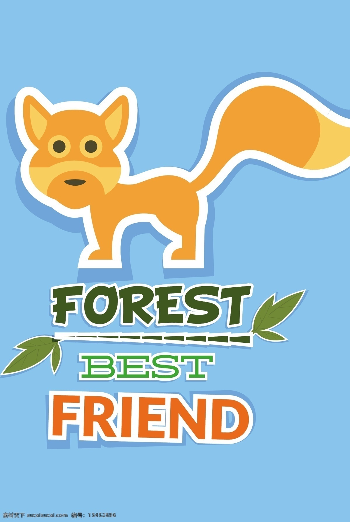 狐狸 动物 可爱 背景 矢量 红色 字体 背景素材 创意设计 源文件 竹叶 广告背景 平面设计素材