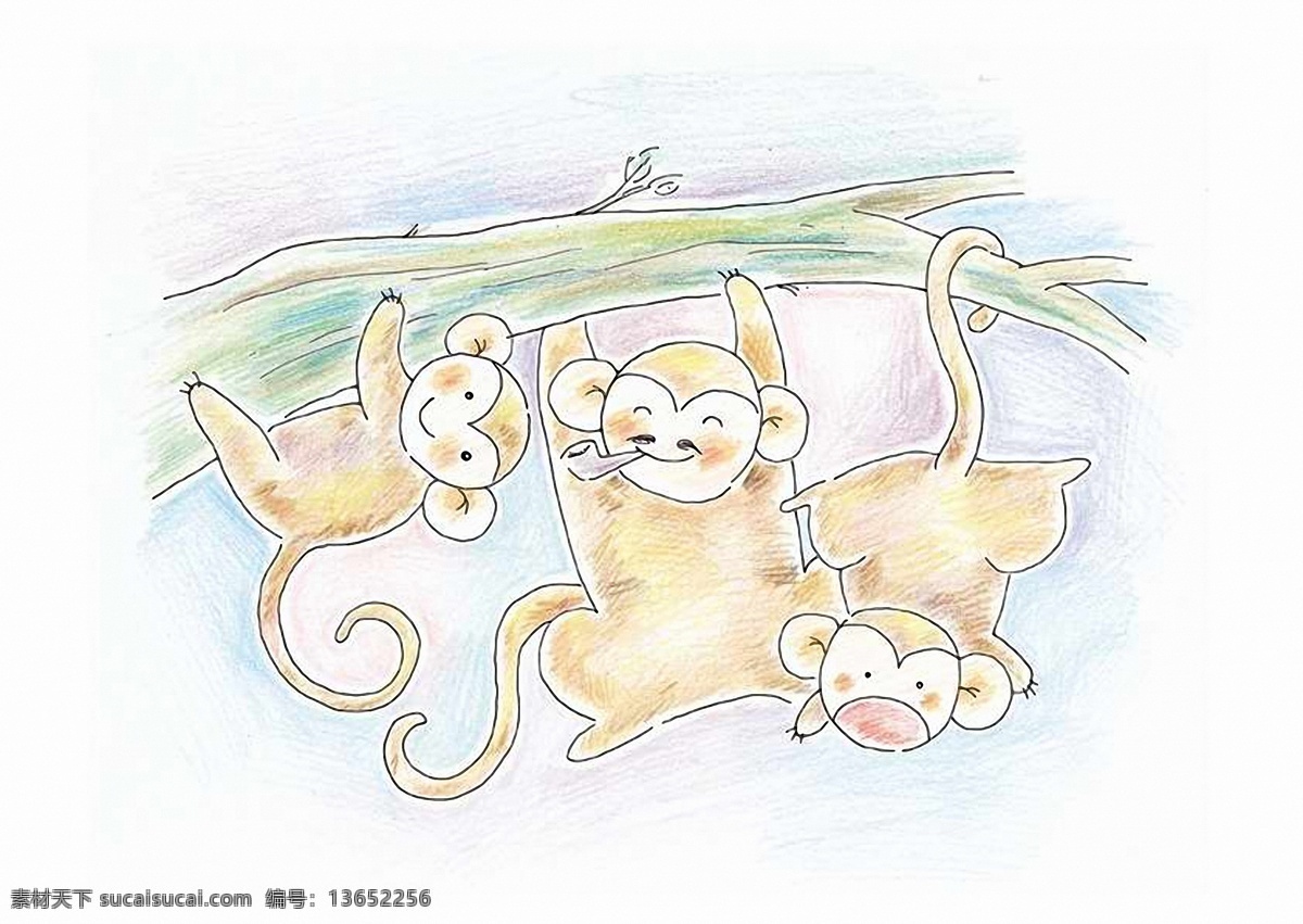 欢乐 家庭 　 手绘 插图 欢乐家庭 设计素材 动物家庭 动物插图 书画美术 白色