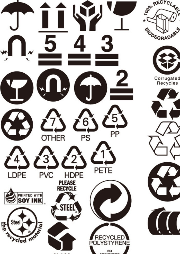 回收 标志 矢量图 塑料标志 雨伞 循环 回收标志 纸张回收 纸袋 玻璃杯 磁铁 正方体 手捧 打开盒子 标志图标 其他图标