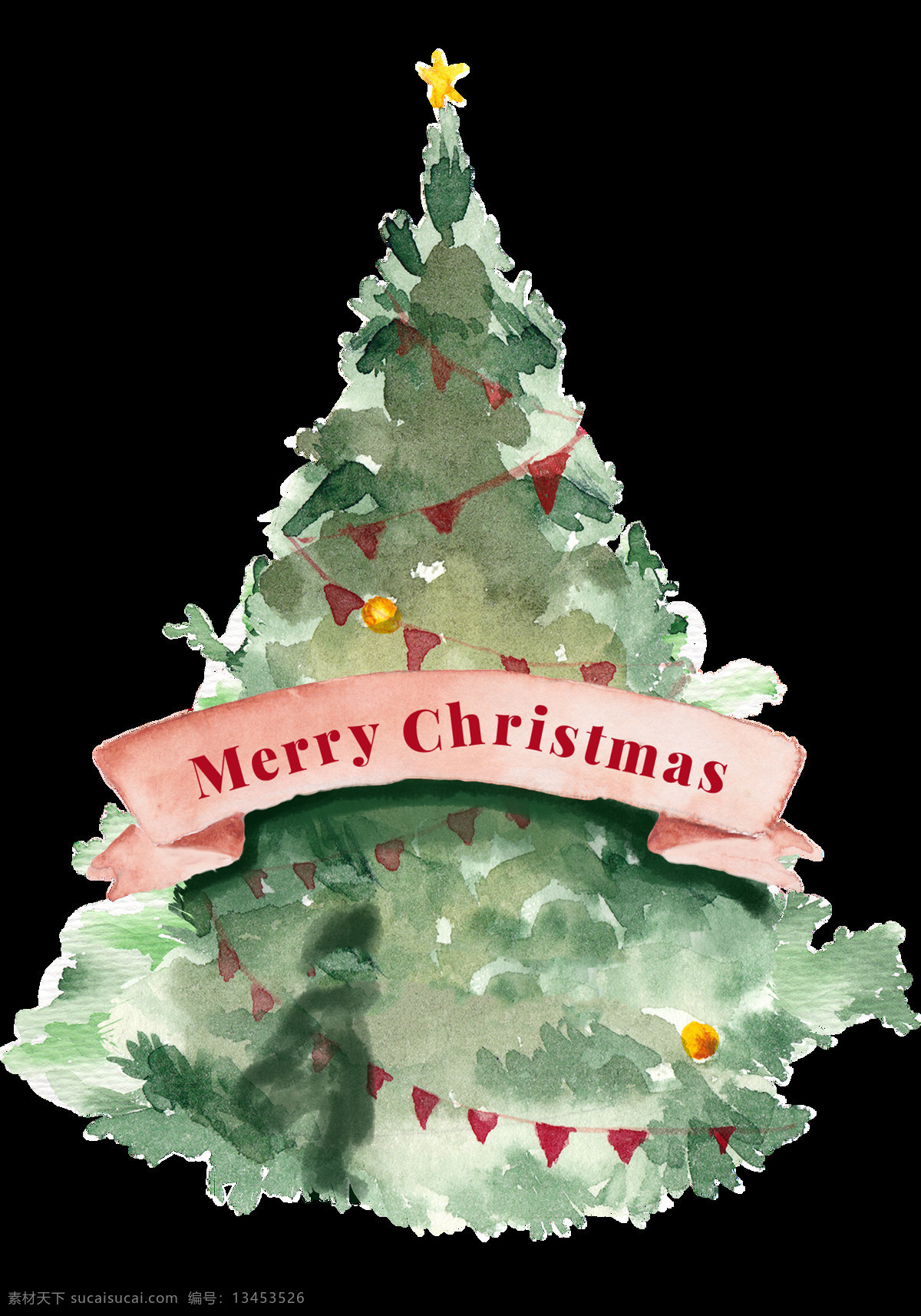 圣诞节 快乐 手 绘图 透明 装饰 免 扣 彩带 彩旗 圣诞球 圣诞树 透明素材 五角星