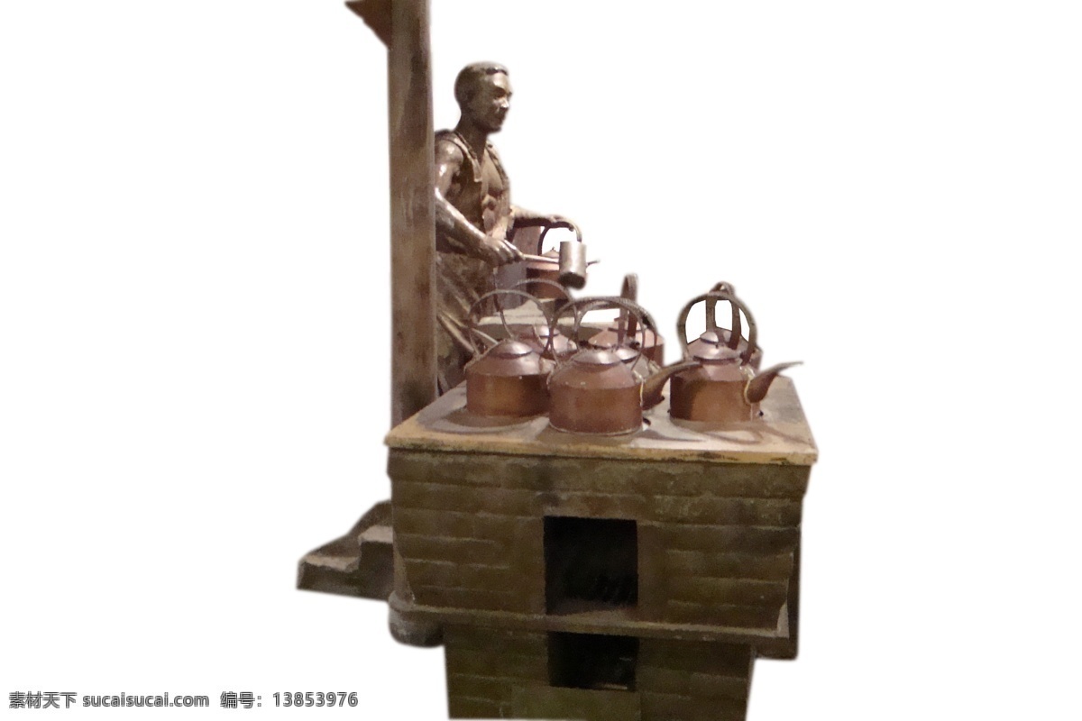 雕塑 分层 模版下载 古人 石像 茶壶 灶具 石桌 石凳 黑色