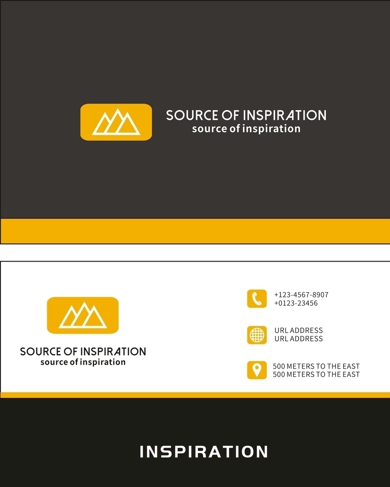 名片模板 设计感 名片 卡片 电话图标 网址图标 地址图标 logo 黑色 黄色 广告 平面设计 原文件