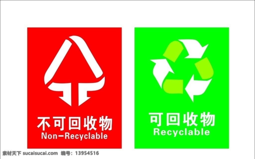不可 回收 物 不可回收物 可回收物 垃圾分类标识 垃圾分类贴 垃圾分类处理 告示牌