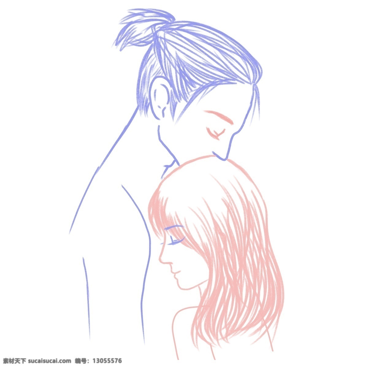 手绘 人物 情人节 情侣 亲密 动作 拥 吻 商用 元素 男女 女生 男生 拥吻 元素图标 爱人