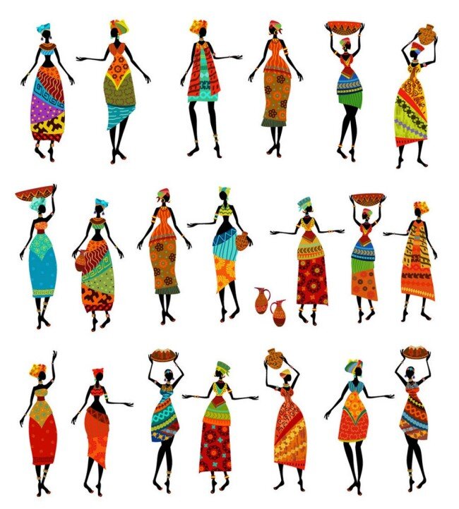 卡通非洲女人 人物 美女 卡通人物 矢量素材 矢量 矢量人物 人物插画 女人 非洲人 黑人