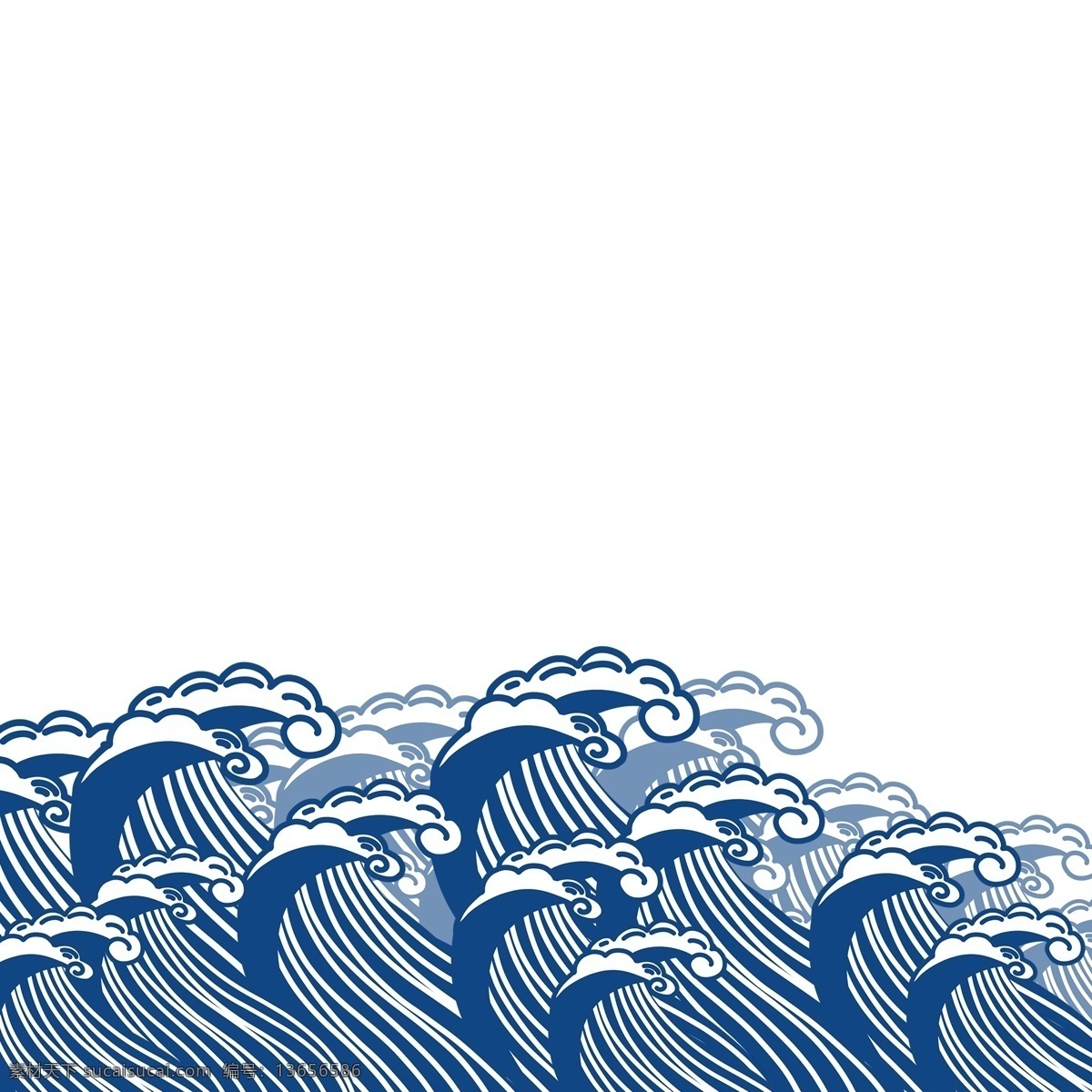 原创 海浪 底纹 背景 蓝色 手绘