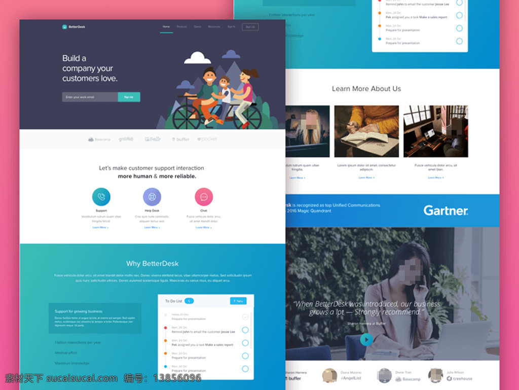 betterdesk 产品 落地 页 网页 sketch 宣传 彩色 落地页 网页界面 格式