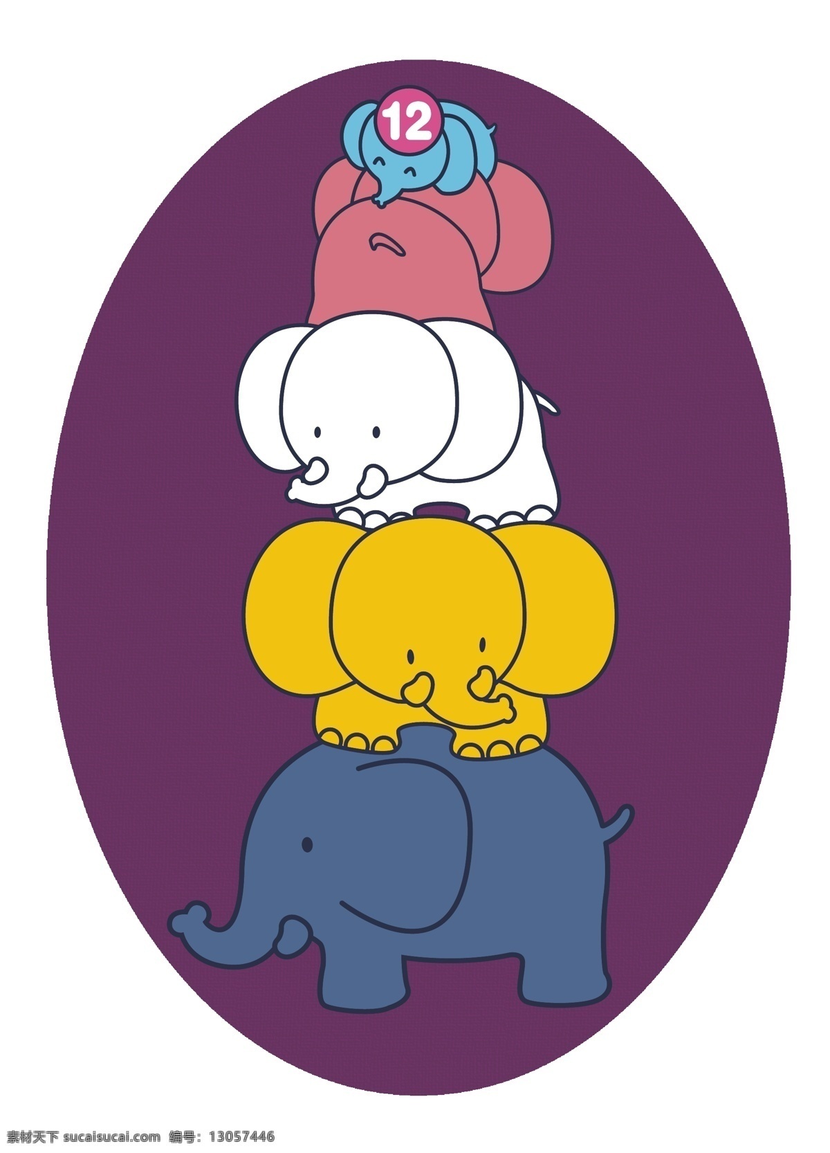小象叠罗汉 小象 叠罗汉 卡通 可爱 矢量 底纹 野生动物 生物世界 原创卡通素材