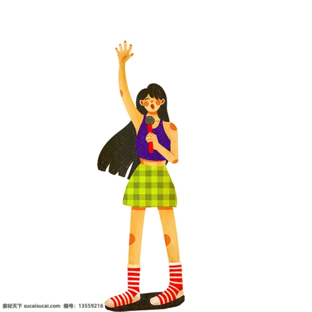 唱歌 女孩 图案 元素 人物 歌手 时尚女孩 表演 卡通女孩 设计元素 创意元素 手绘元素 psd元素 免抠元素