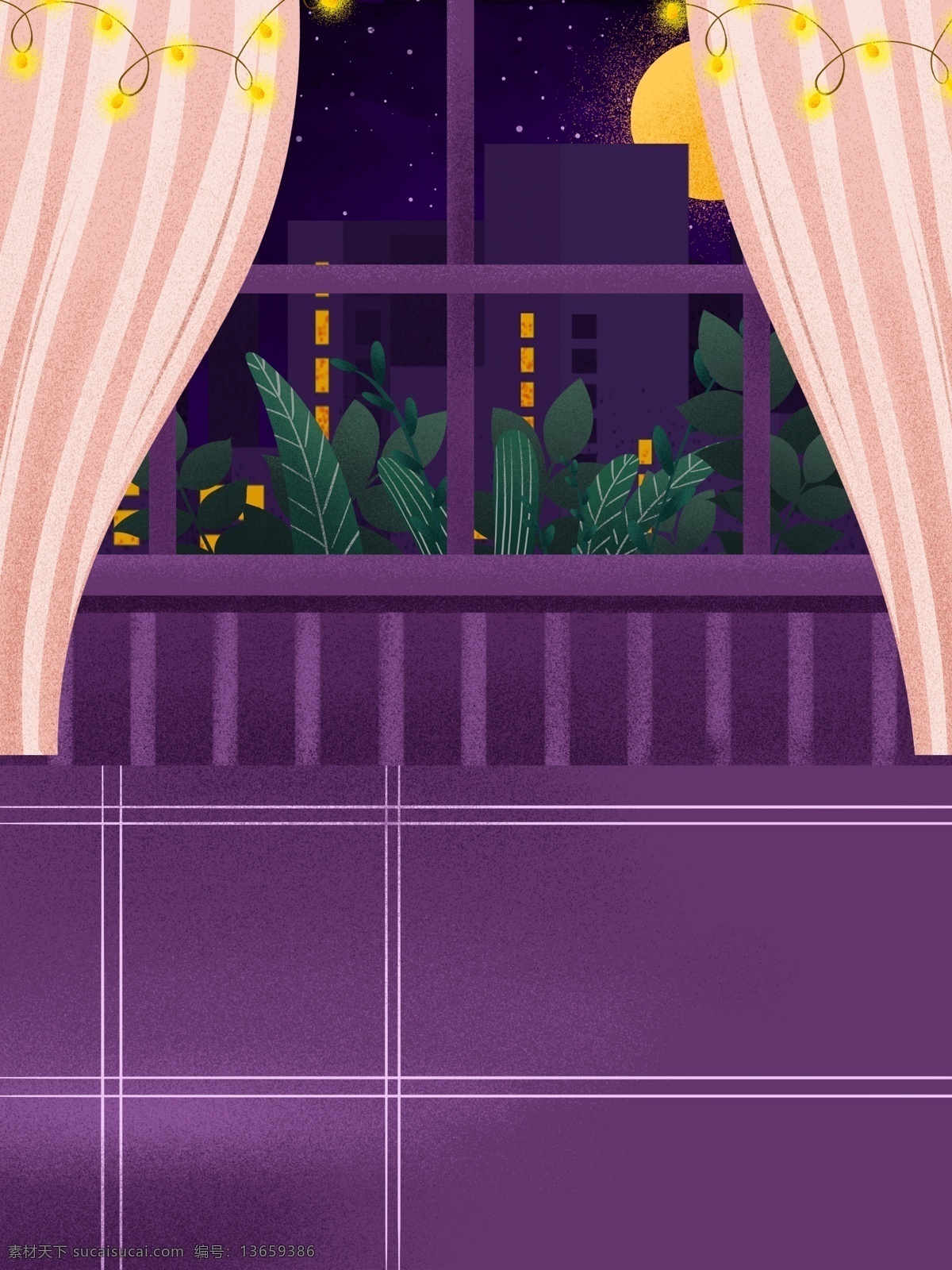 紫色 唯美 浪漫 室内 背景 卡通 彩色 创意 装饰 设计背景 海报背景 简约 图案