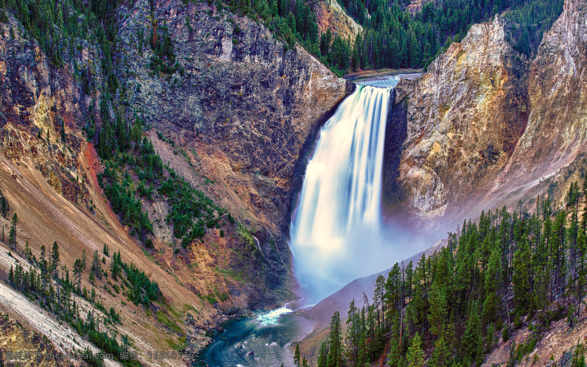 下游瀑布 下游 瀑布 美国 怀俄明州 黄石国家公园 jbkalla 自然风景 自然景观