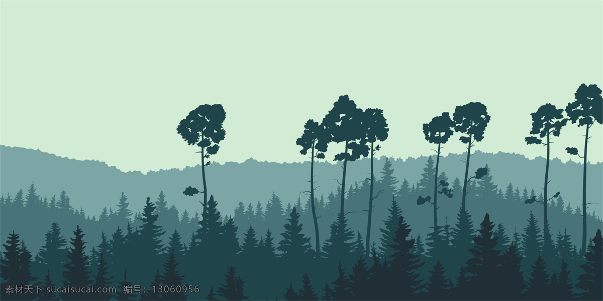 创意森林绘画 创意 绘画 简易 风景 蓝色 装饰画 卡通 抽象 树林 森林 手绘 场景 原画 自然景观丶 动漫动画 风景漫画