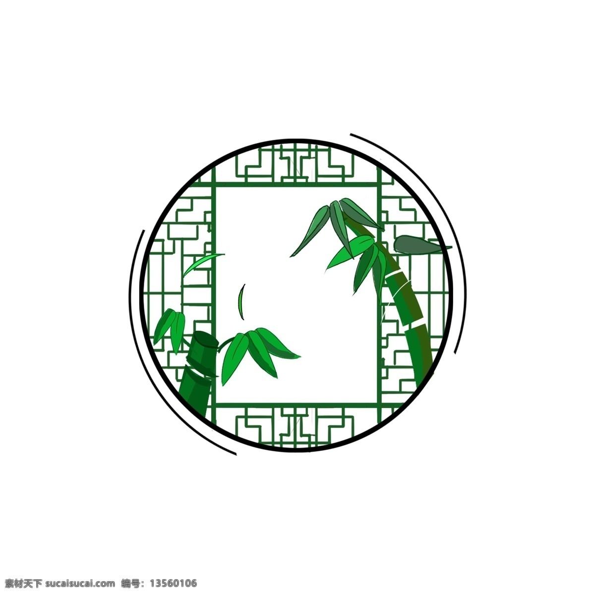 手绘 中国 风 竹林 窗户 花边 中国风 竹叶 绿色 边框 纹理边框