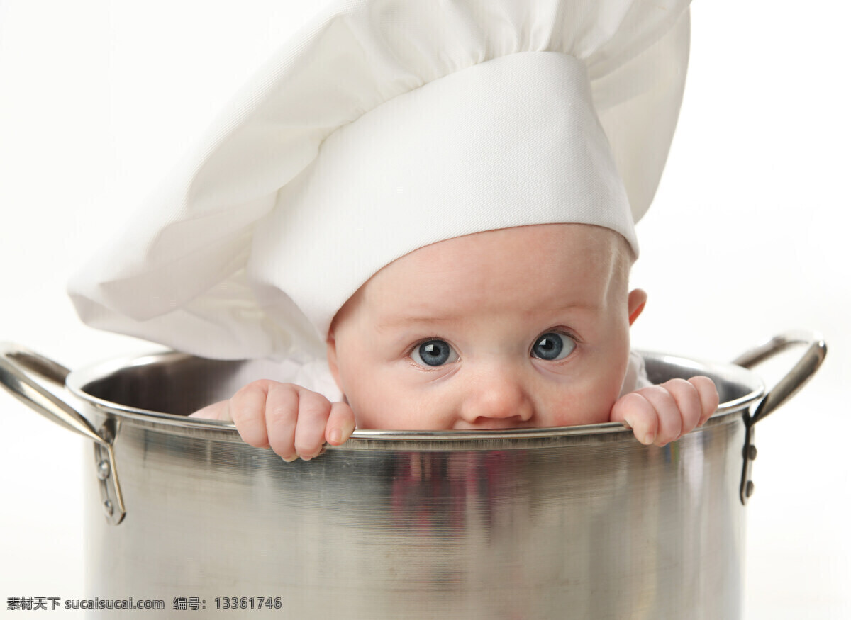 戴 厨师 帽 宝宝 婴儿 婴幼儿 baby 女婴 小孩子 小孩儿 宝宝图片 人物图片
