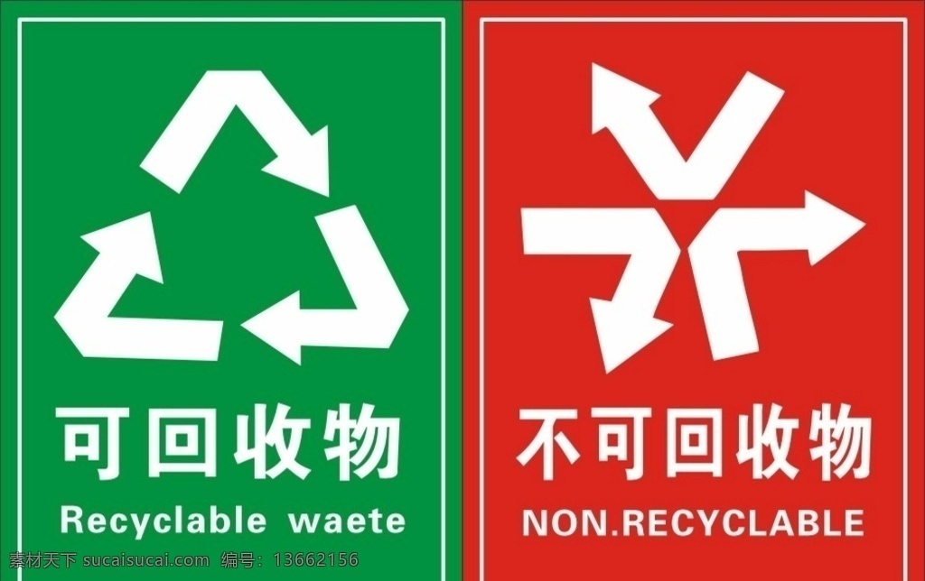 可回收物 不可 回收 物 不可回收物 可回收垃圾 不可回收垃圾 可回收 不可回收 标识