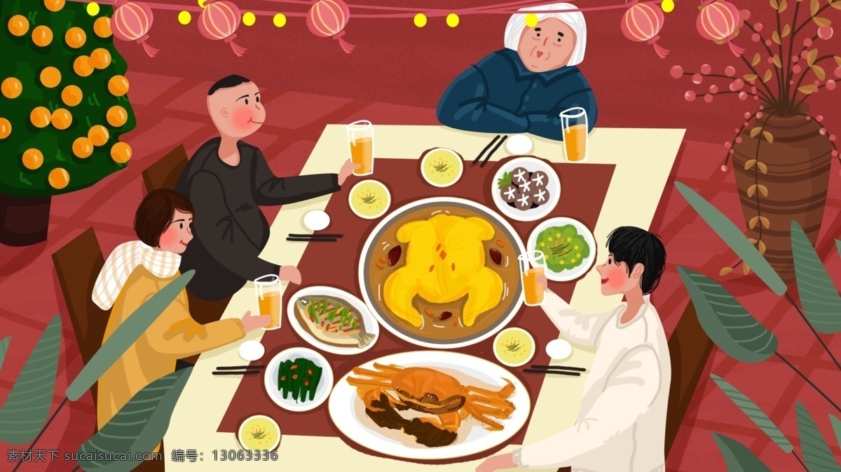原创 除夕夜 团圆饭 年夜饭 全家 团聚 一起 吃饭 家人 过年 除夕 幸福