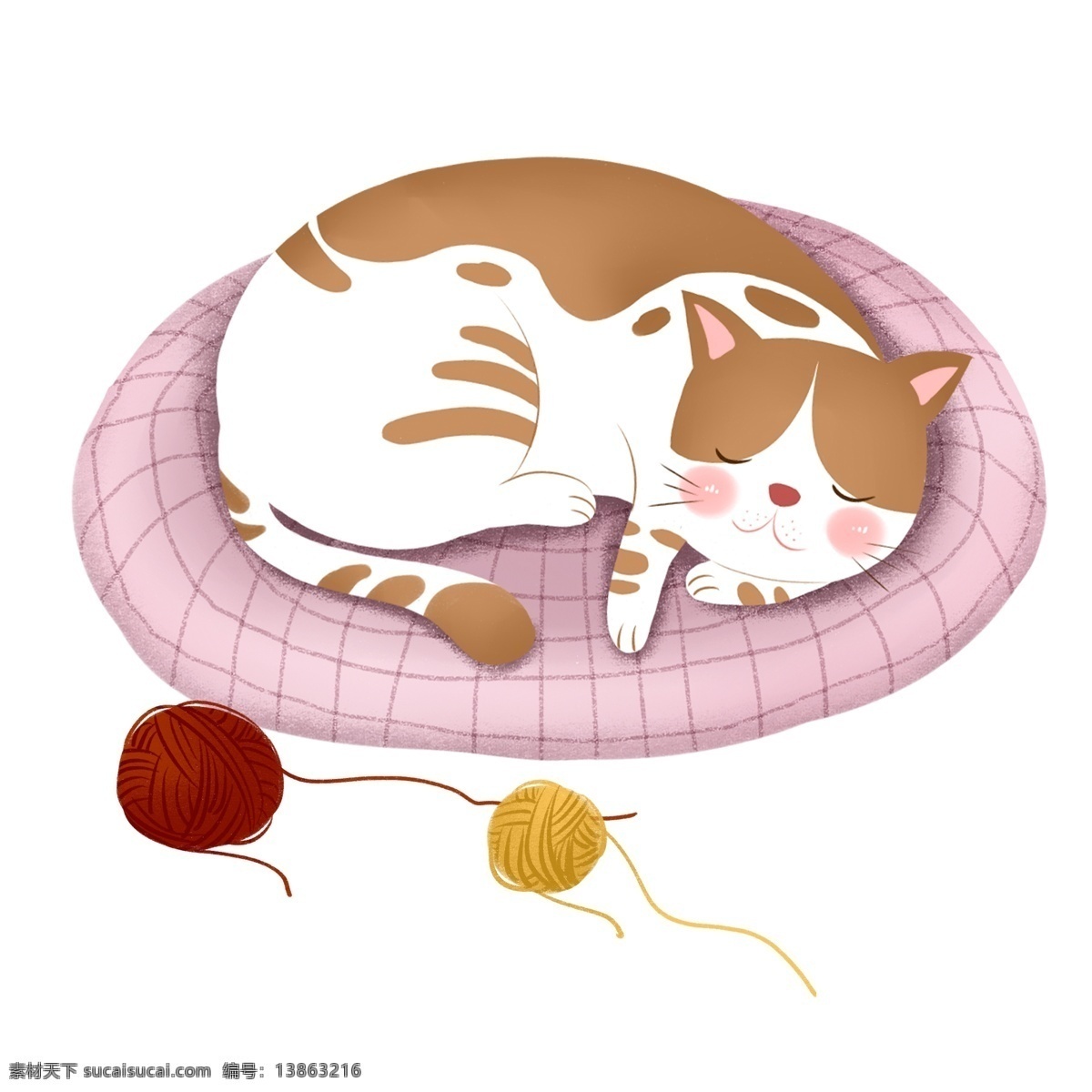 手绘 可爱 猫咪 卡通 透明 水彩 插画 透明素材 动物 装饰图案 宠物