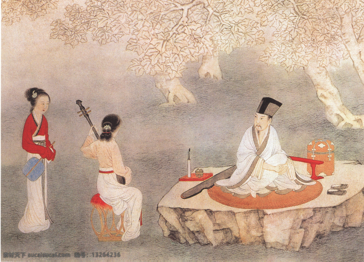 小桥流水 人家 壁画 古代人物 人物 人物画像 小桥流水人家 中国风 中国文化 中华艺术绘画 民间人物 文化艺术