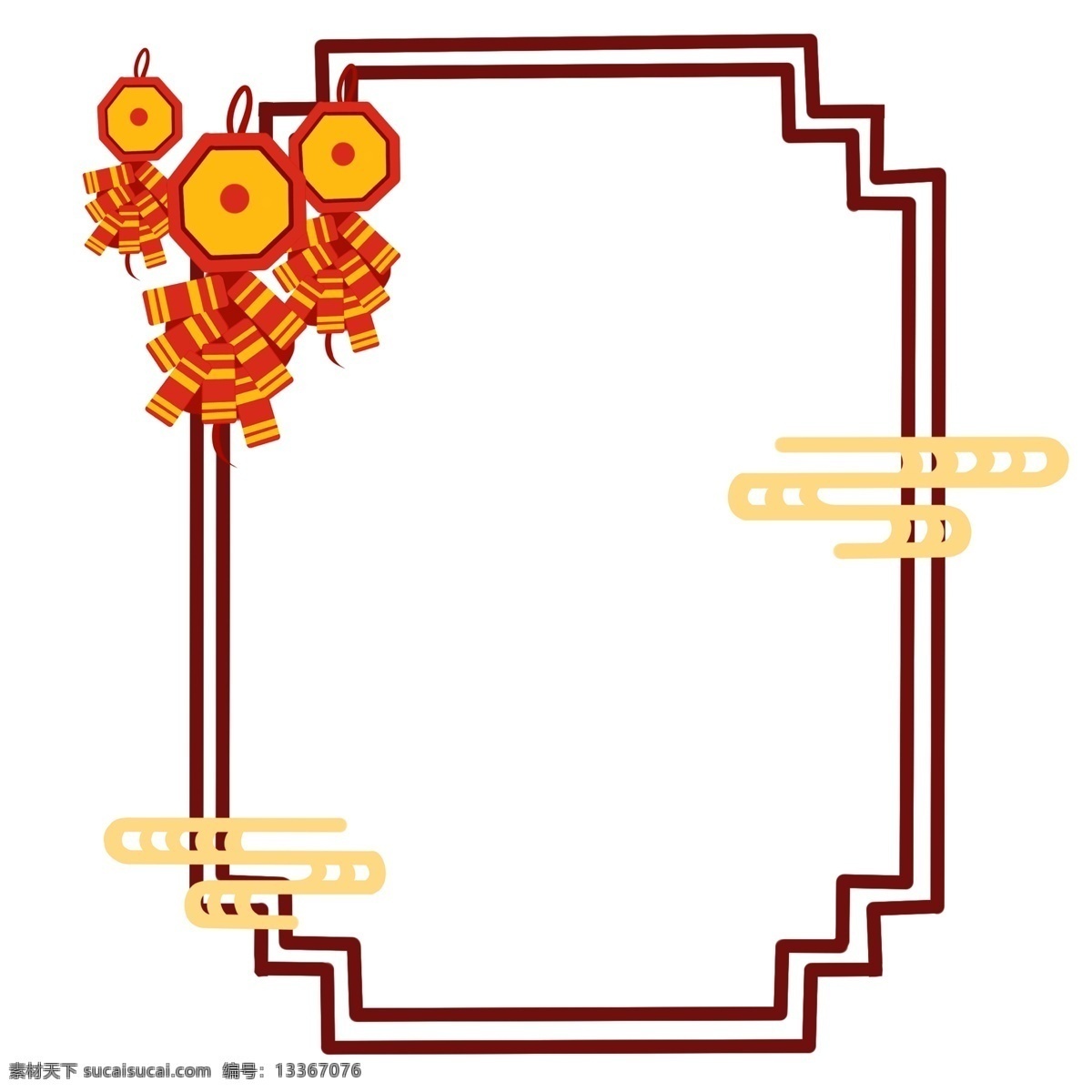 春节 古风 卡通 边框 框架 新年 过年 迎新 祥云 云彩 灯笼 灯彩 挂灯笼 红色 喜庆