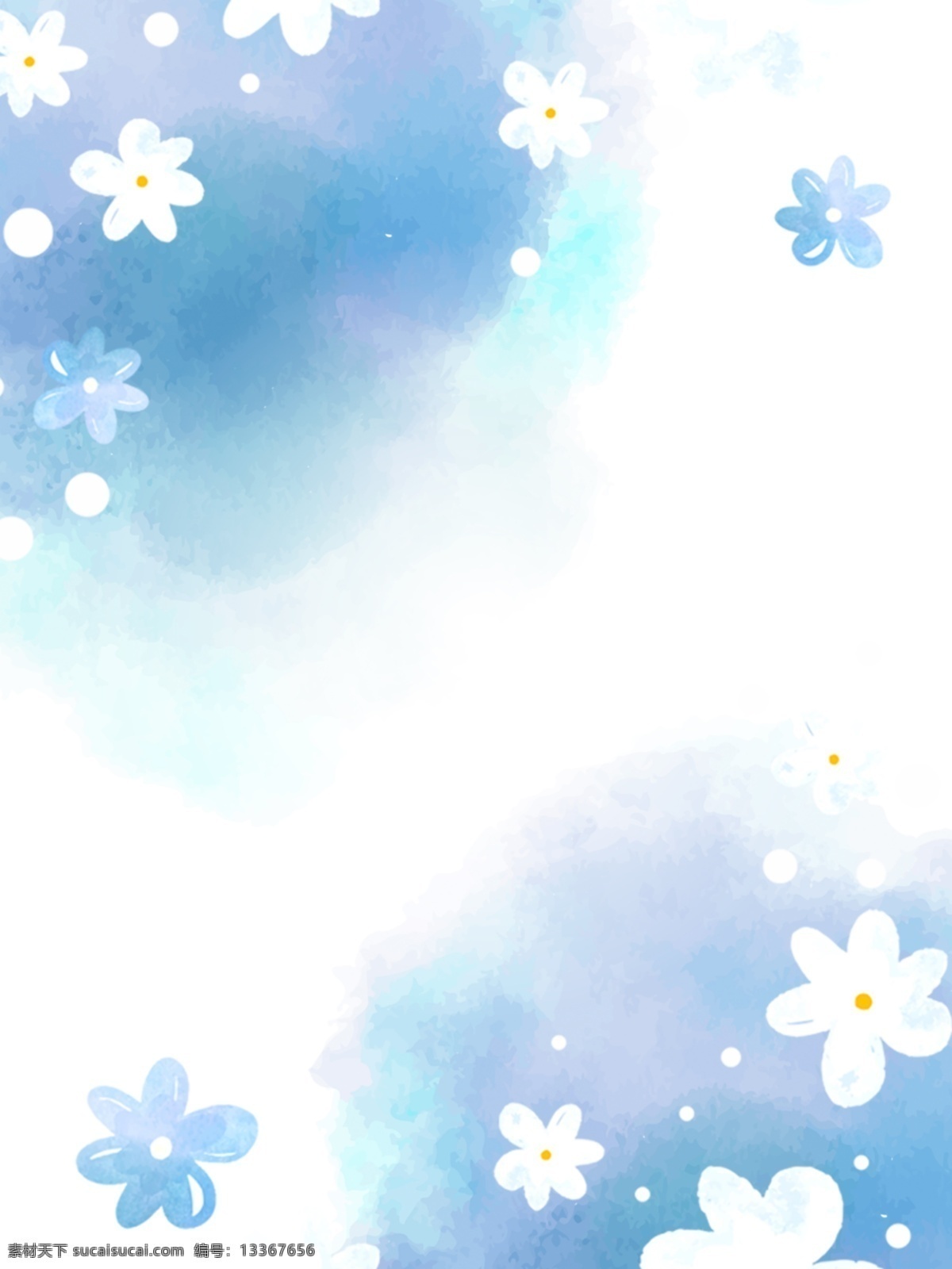 蓝色 花朵 手绘 风 清新 可爱 背景 图 手绘风 背景图