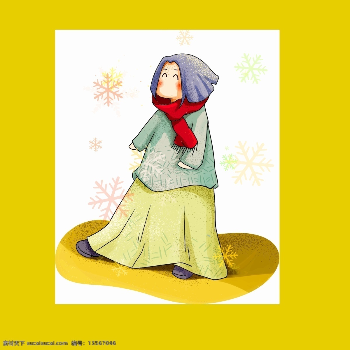 冬装 人物 商用 元素 冬季 冬天 服装 插画 大衣 羽绒服 手绘