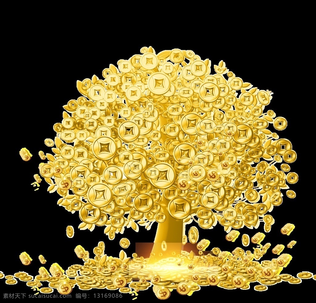 金币树 树 摇钱树 光 黄 文化艺术 传统文化