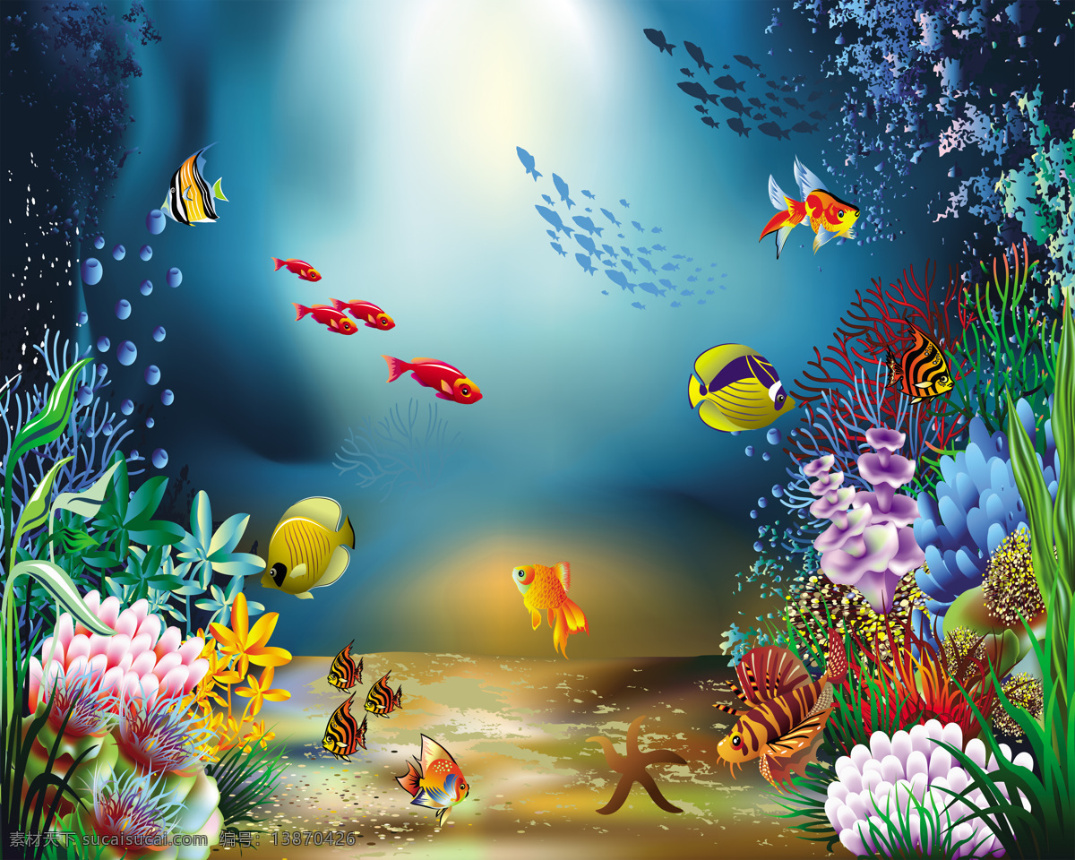 海底 世界 热带鱼 水族馆 装饰素材 无框画