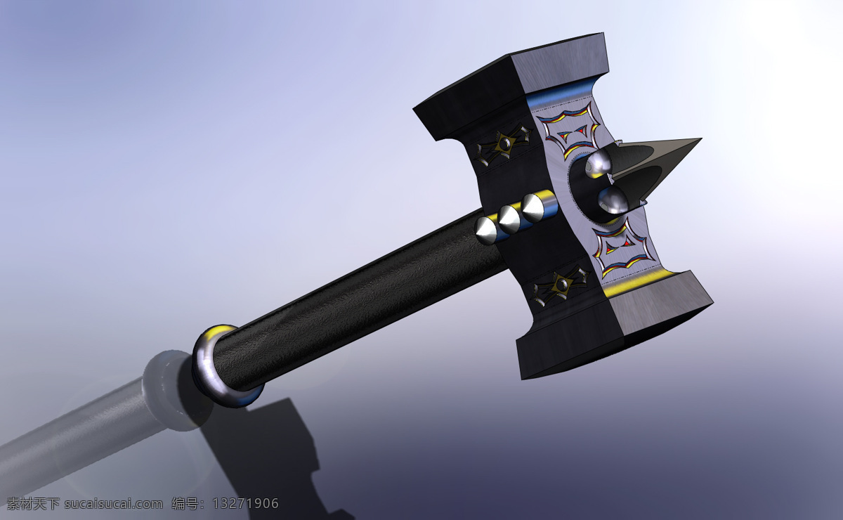 古代锤 古代 锤 sldprt 白色