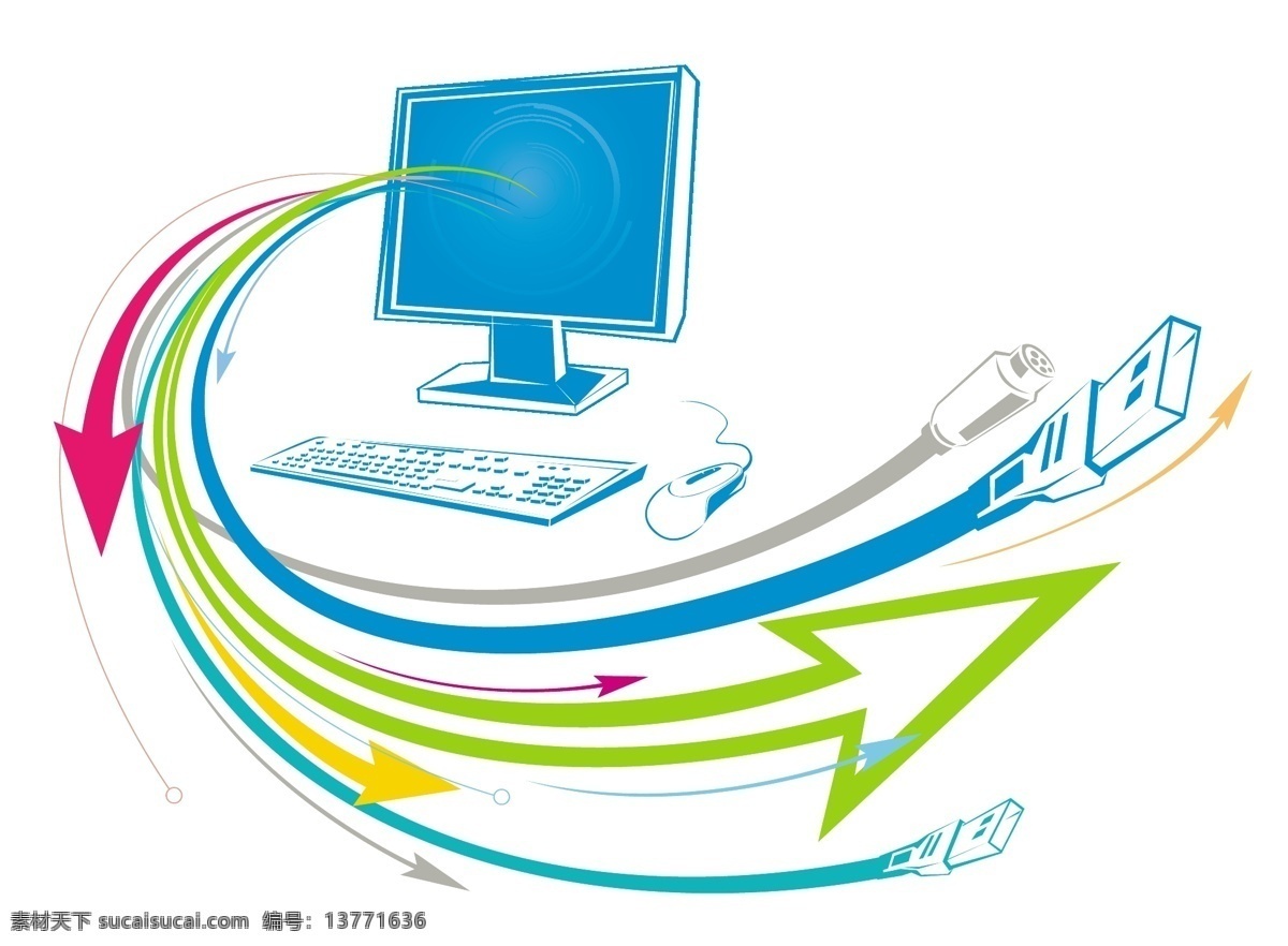 eps格式 箭头 矢量电脑 矢量素材 矢量图库 通讯科技 显示器 现代科技 线 电脑科技主题 电脑科技 主题 插画 矢量 插画集