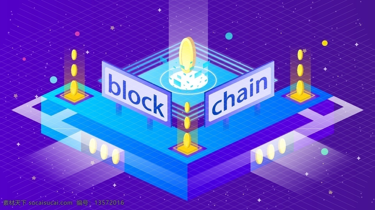 d 区块 链 金融 商务 未来 科技 插画 手机 微信 banner 区块链 概念 星空 探索 智能 办公 电子 金币 2.5d 25d 微博 配图 头图 闪屏 启动