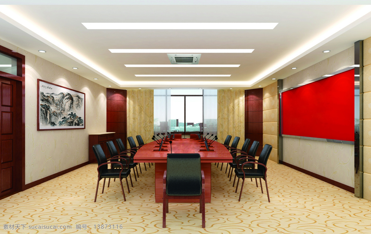 办公会议 效果图 环境设计 会议室 会议室效果图 室内设计 设计素材 模板下载 黑色 办公会议室