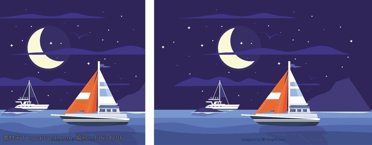 月亮 下 海上 帆船 夜晚 背景 月亮下 海上的帆船