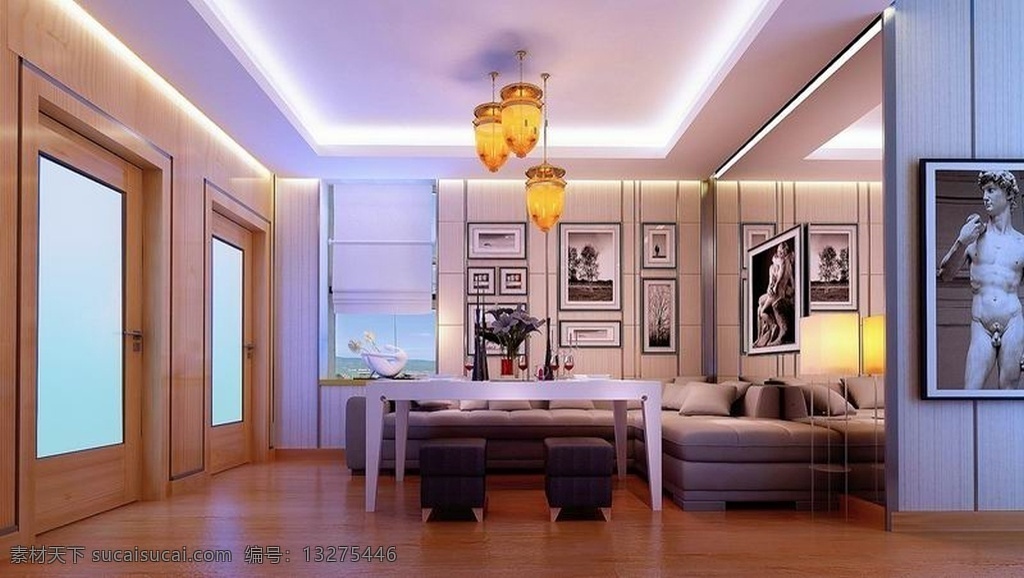 客厅 吊顶 效果图 中式 白色 简单 奢华 复古