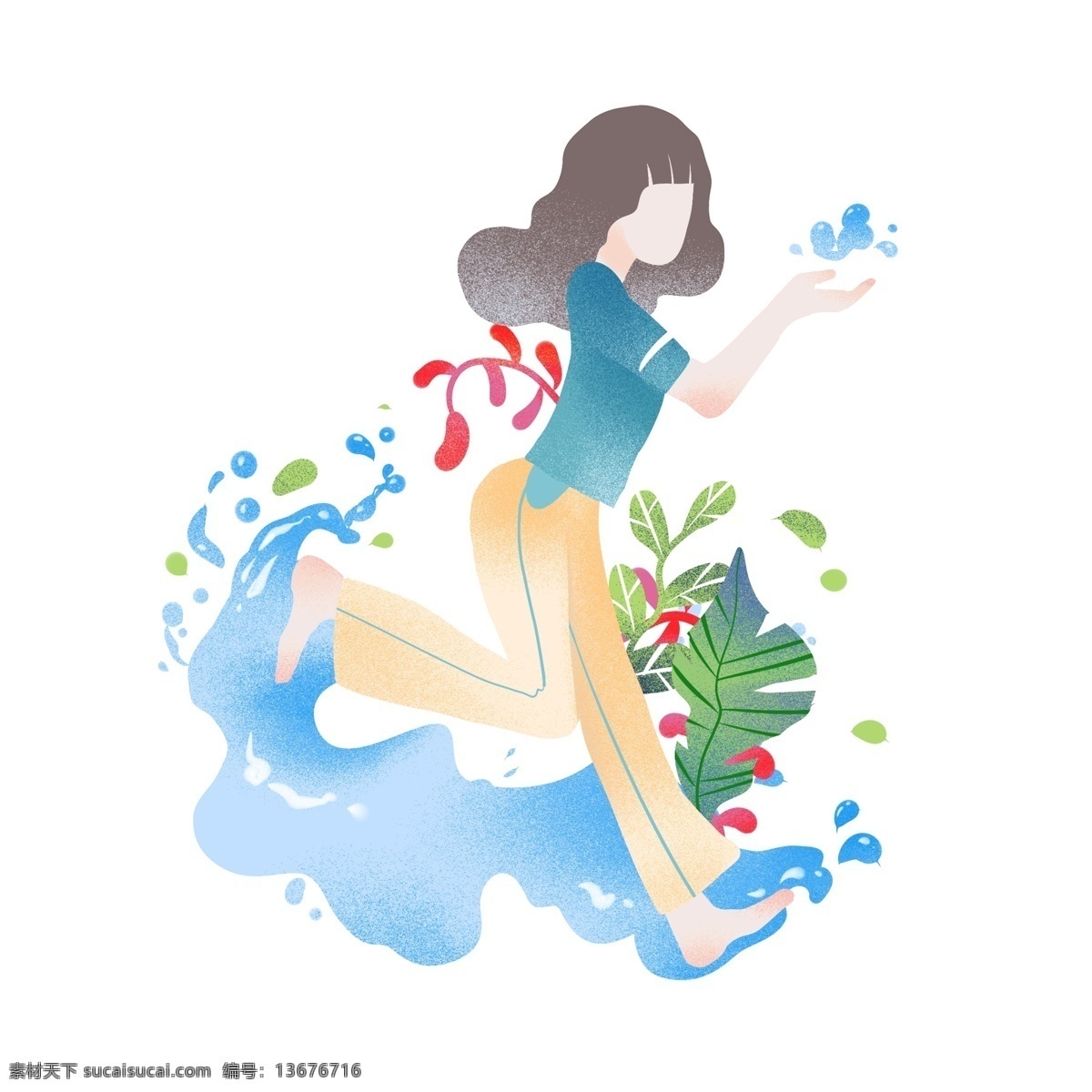 立夏 萤火虫 插画 明亮的萤火虫 卡通插画 节日插画 二十四节气 立夏的插画 夏天 漂亮的女孩
