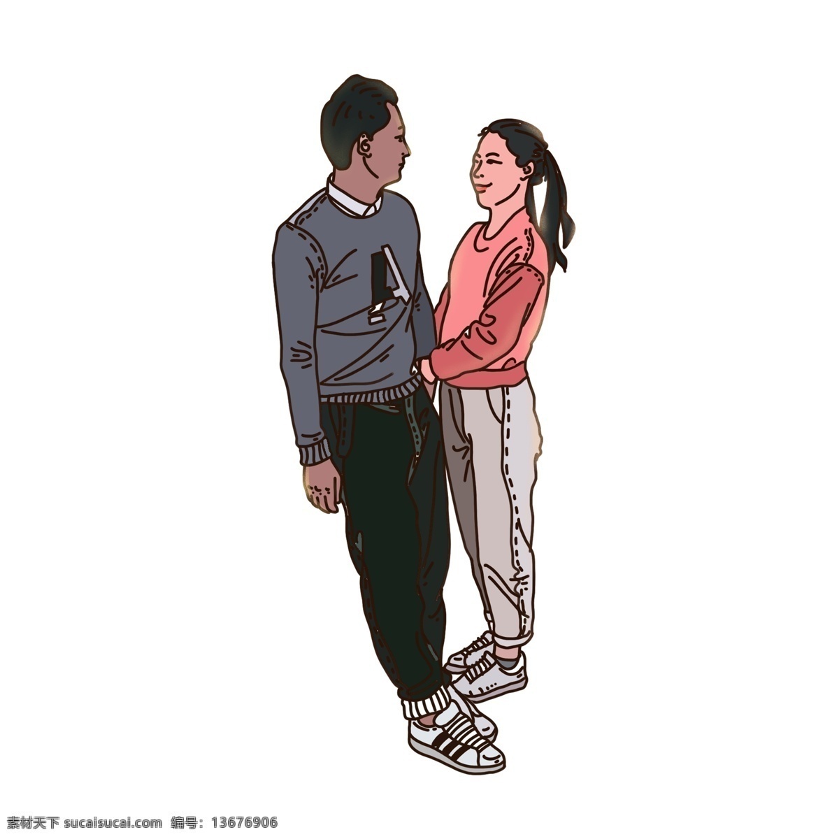 中世纪 复古 一对 情侣 手绘 复古风 人物 520表白节 插画