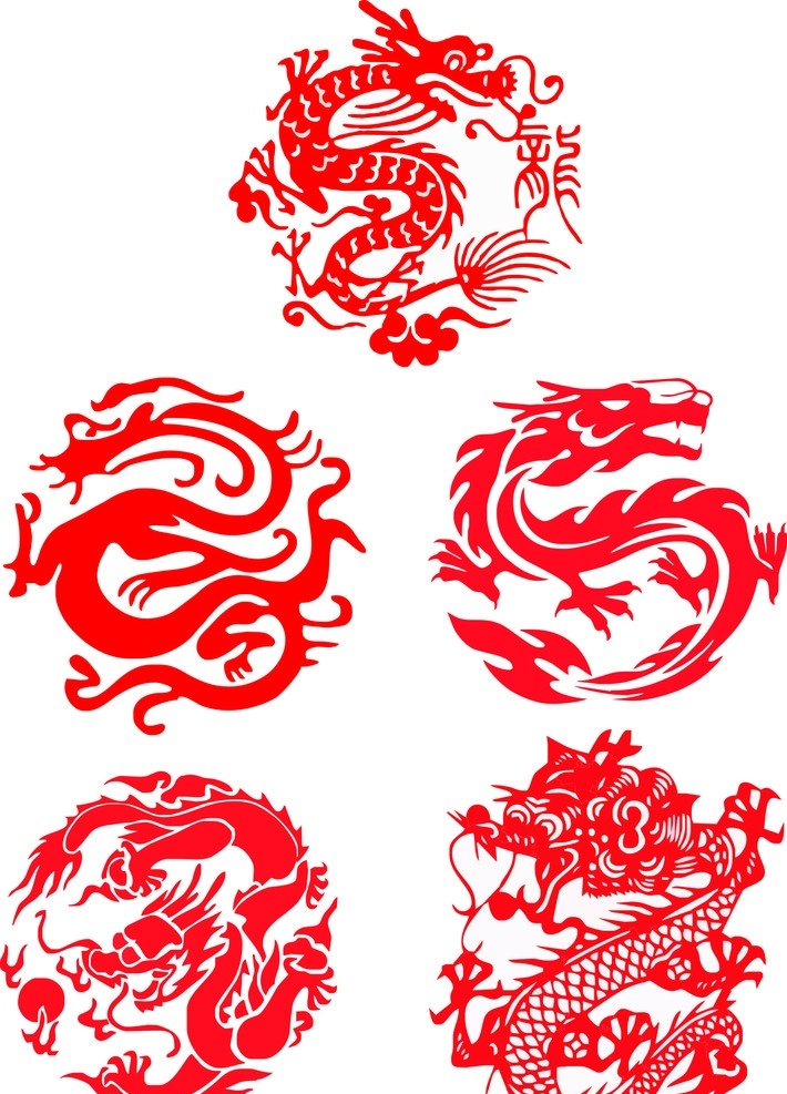 剪纸龙 矢量龙 龙纹 龙图 清晰龙 矢量龙纹 矢量剪纸龙 底纹背景 底纹边框 矢量