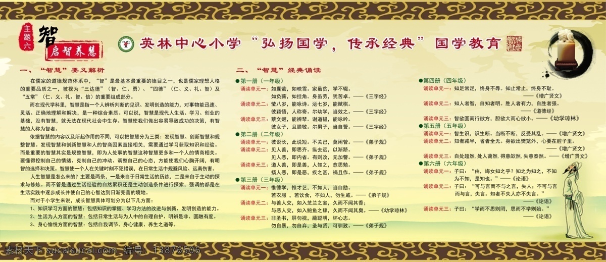 国学 书香展板 学校展板 书香背景 智 展板模板