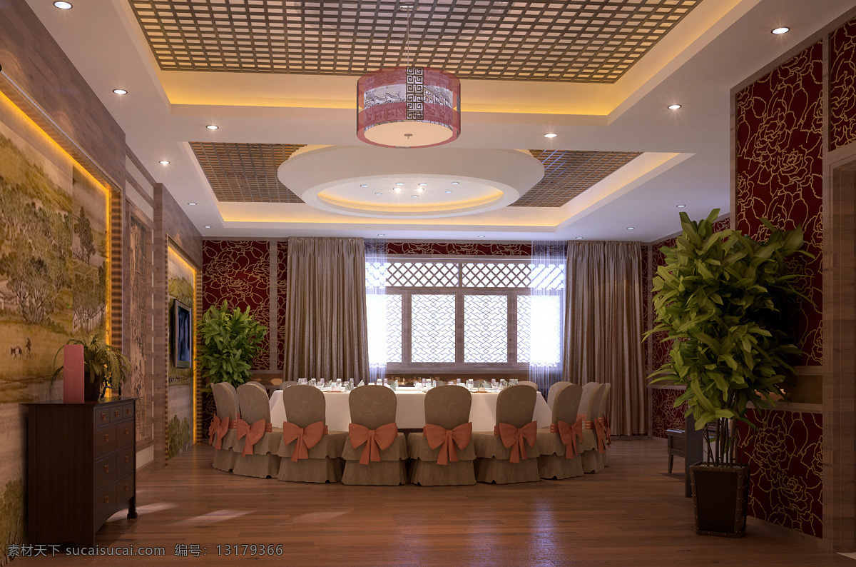 芭蕉 百叶窗 壁画 餐具 餐桌 窗帘 电视 吊灯 包厢 效果图 包间 顶灯 挂画 美女 演员 蕉叶 墙纸 水壶 水杯 桌椅 网格 景观设计 环境设计 家居装饰素材 灯饰素材