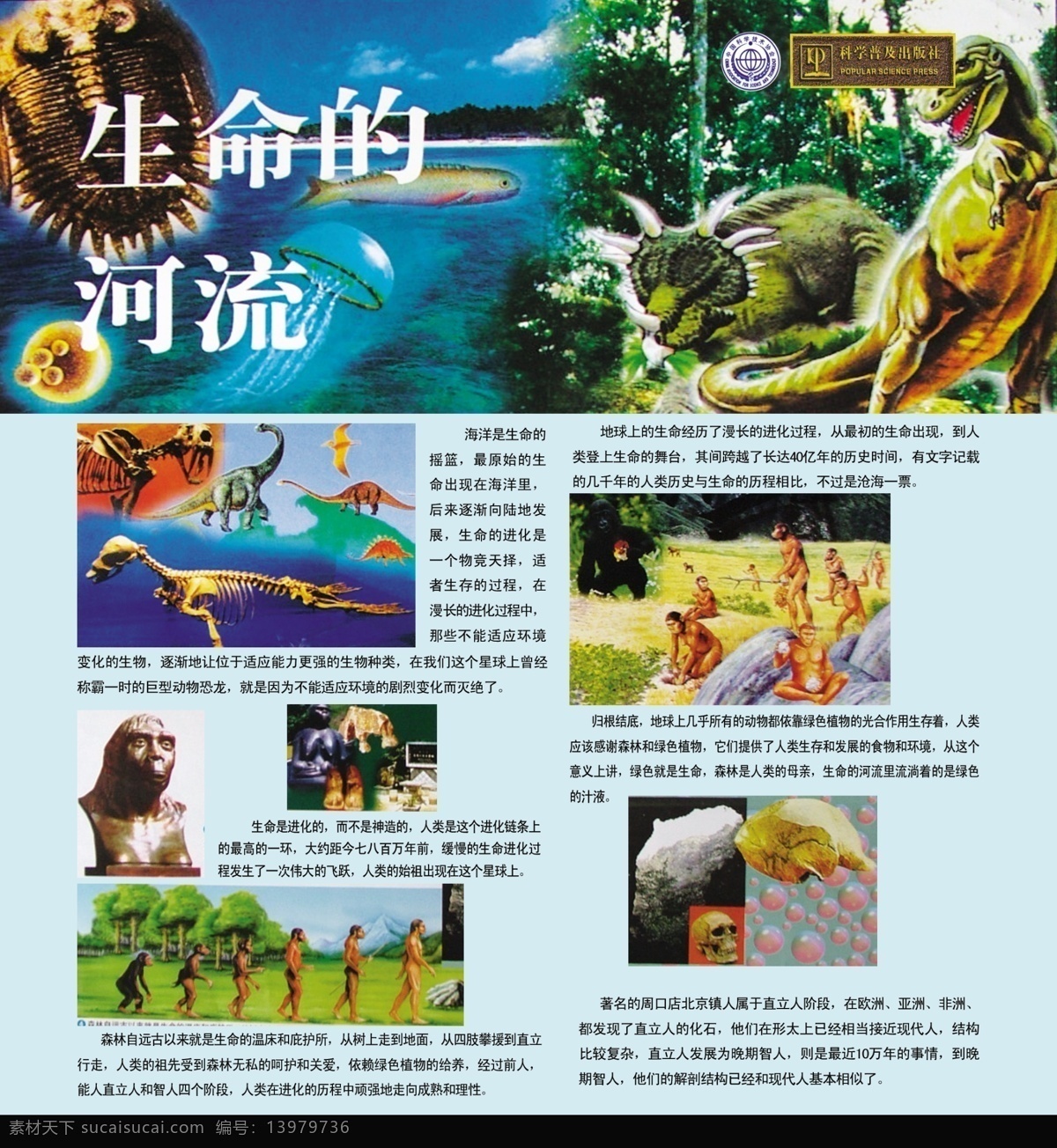 动物 广告设计模板 科普挂图 科普知识宣传 科学 科学知识 源文件 生命的河流二 科技局 宣传 广告 知识 科学普及 生物的起源 人类进化 科技 科普知识 系列 挂图 矢量图 现代科技