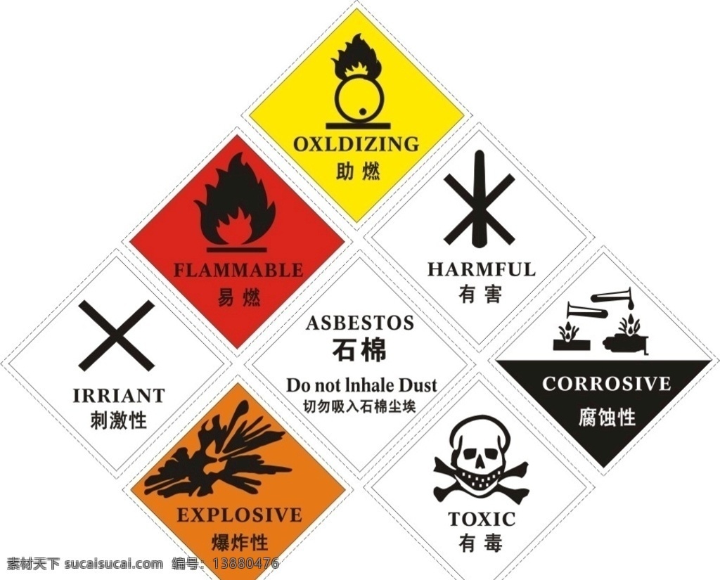 危险品标志 危险品 危险品标识 安全标志 易爆 助燃 助燃标识 易燃 易燃标识 刺激性 刺激性标识 爆炸性 爆炸性标识 有毒 有毒标识 腐蚀性 腐蚀性标识 有害 有害标识 易燃易爆保湿