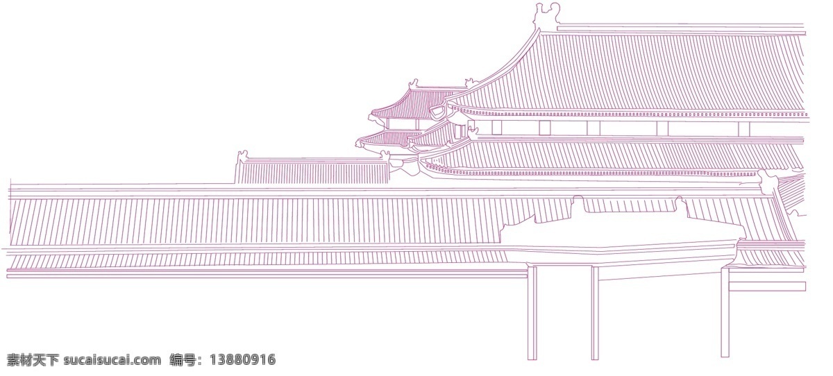 故宫 线 稿 建筑 中国 风 地产 线稿 中国风 紫禁城 中式 矢量 底纹边框 条纹线条