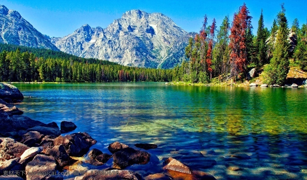 山水 湖泊 湖水 树林 高山 山峦 山峰 天空 山水风景 自然 自然风景 自然景观